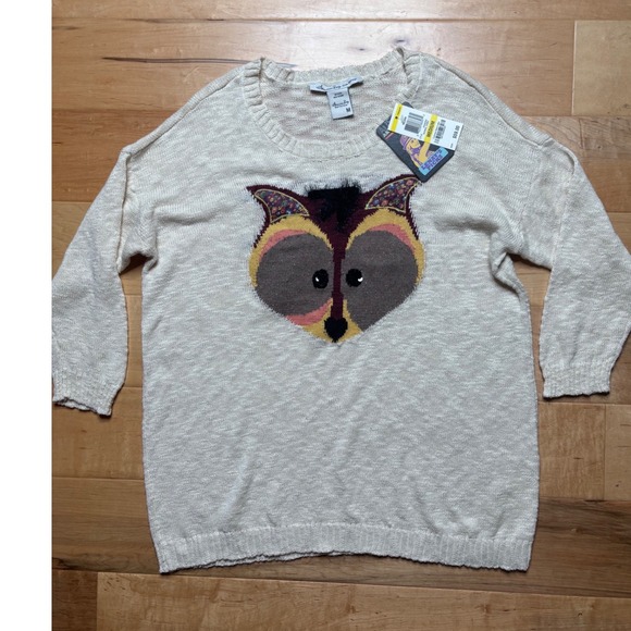 American Rag Cie Sweaters - American Rag Sweater Owl Graphic Women M Cream Cotton Knit NEW